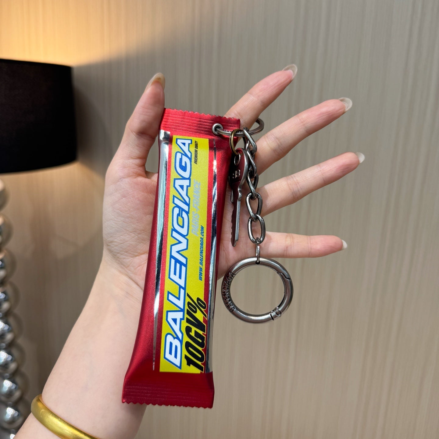 Snack Charm / Keychain in Red '10GV%' Sweet Treat Artwork