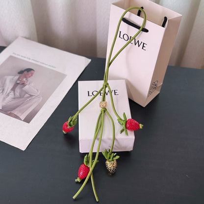 Strawberry Flower Bag Charm