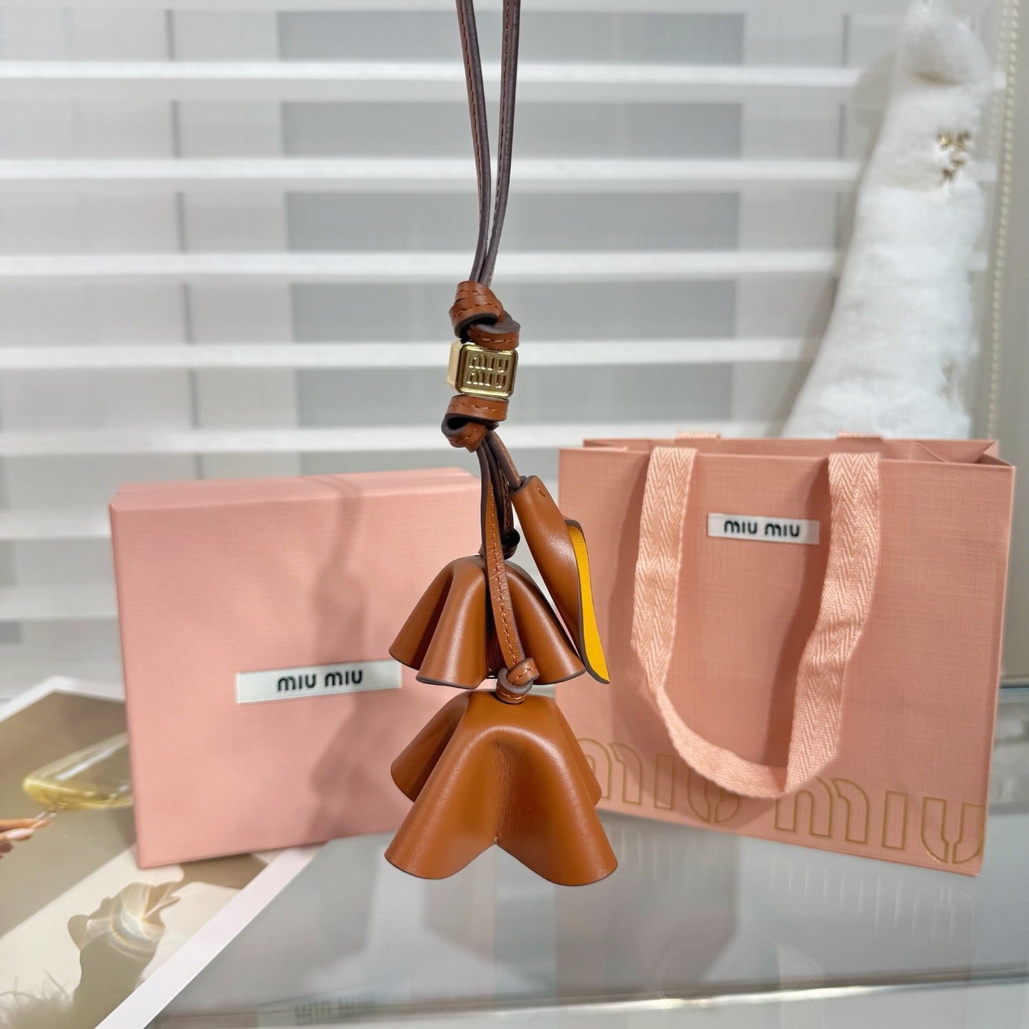 Leather Flower Bag Charm