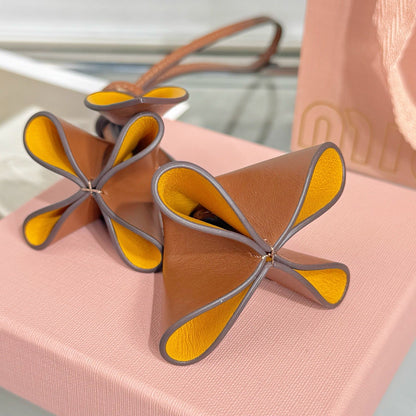 Leather Flower Bag Charm