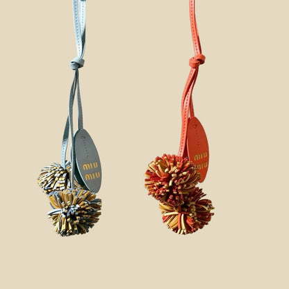 Leather Pom-Pom Bag Charm