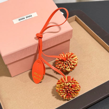 Leather Pom-Pom Bag Charm