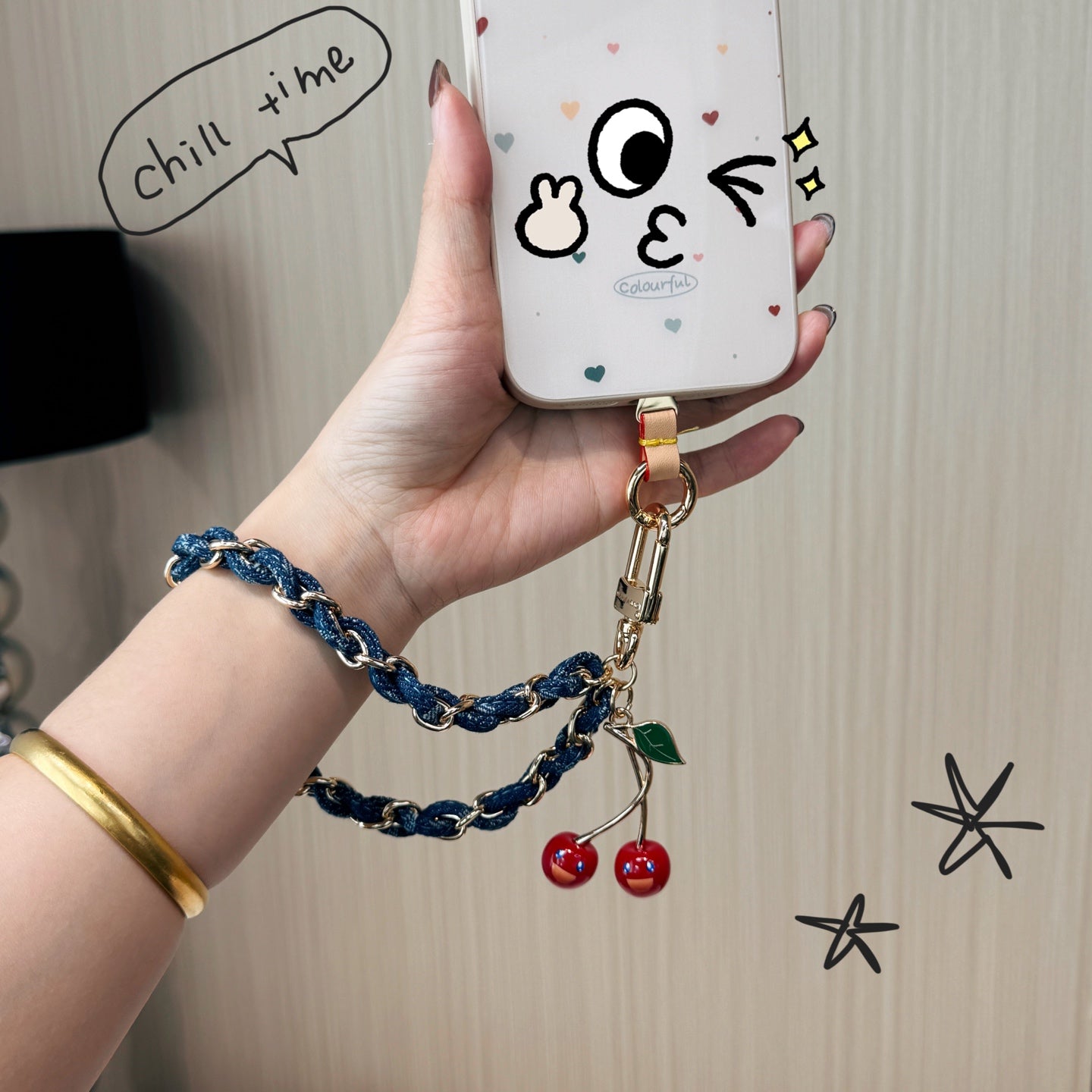 Denim Cerise Phone Holder