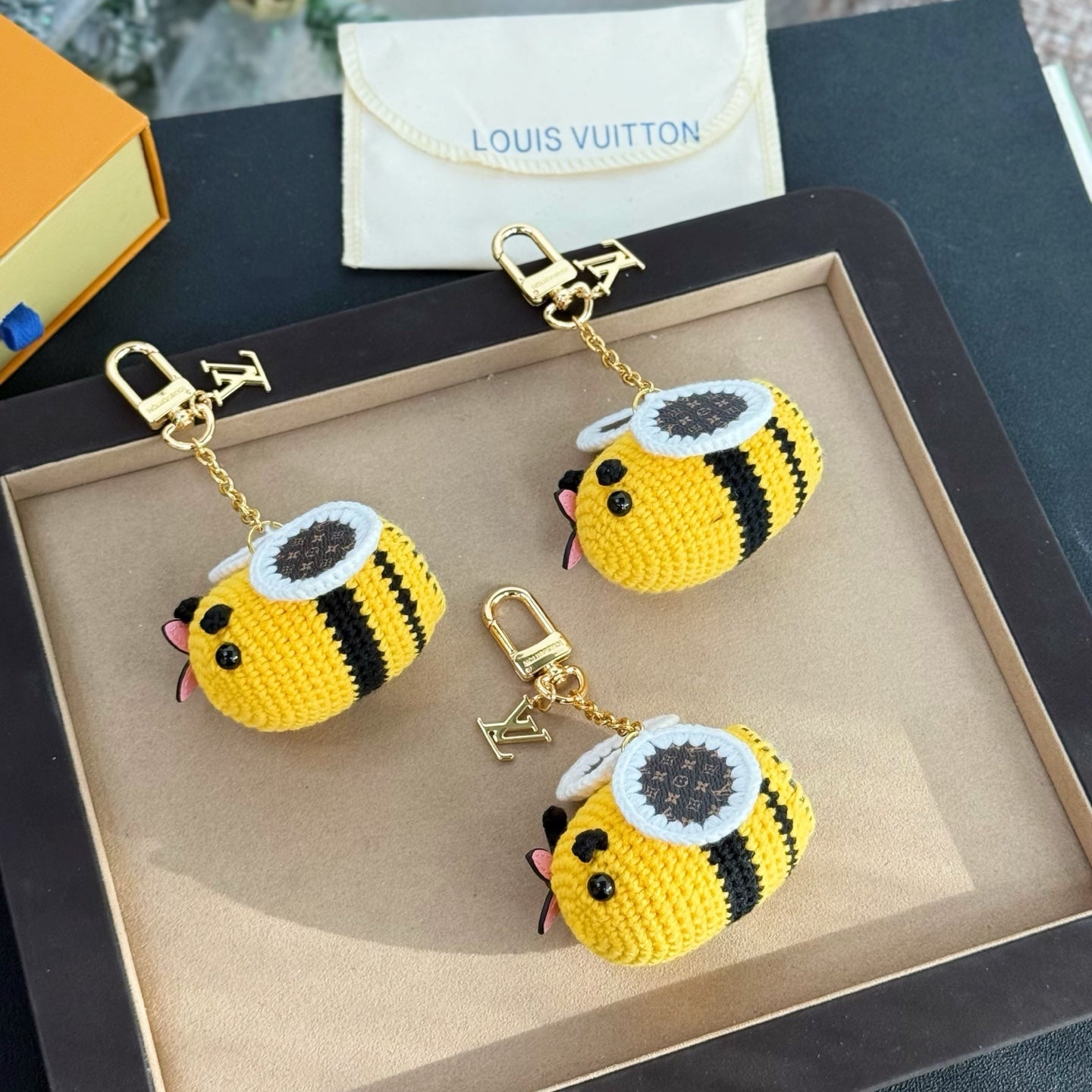 BEE LV CROCHET Bag Charm